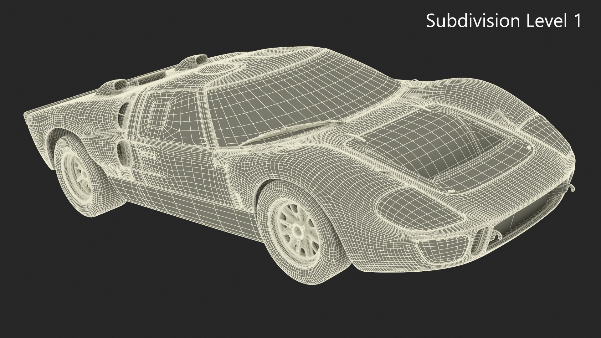 3D Ford GT40 Racing Car Blue Simplified