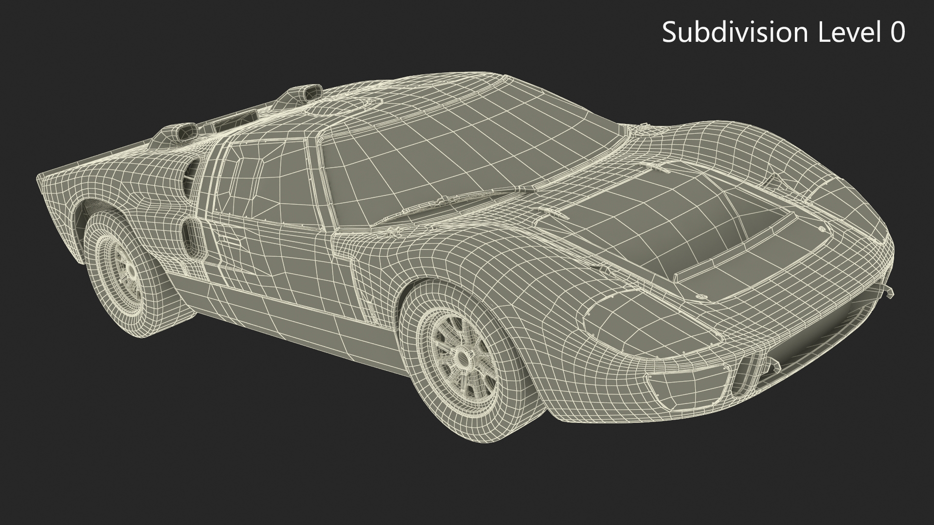 3D Ford GT40 Racing Car Blue Simplified