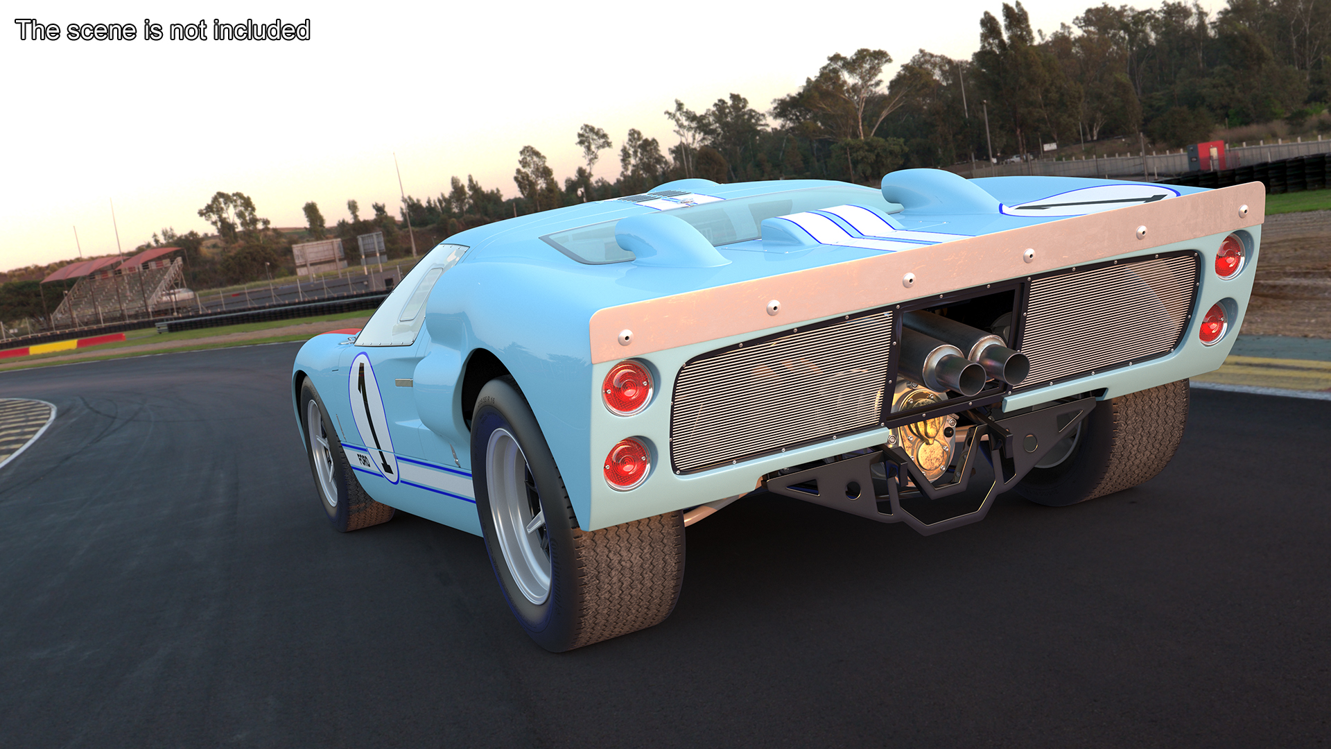 3D Ford GT40 Racing Car Blue Simplified