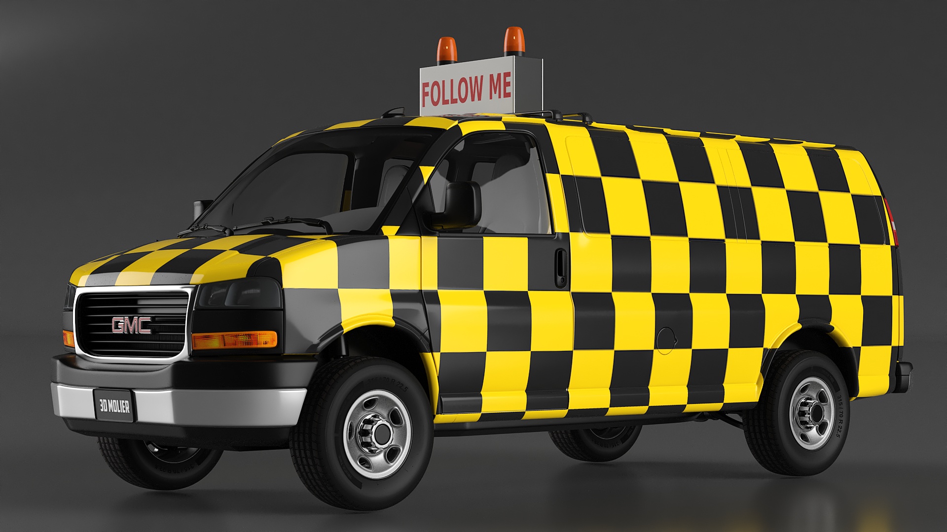 GMC Savana Follow Me Airport Vehicle Simplified 3D