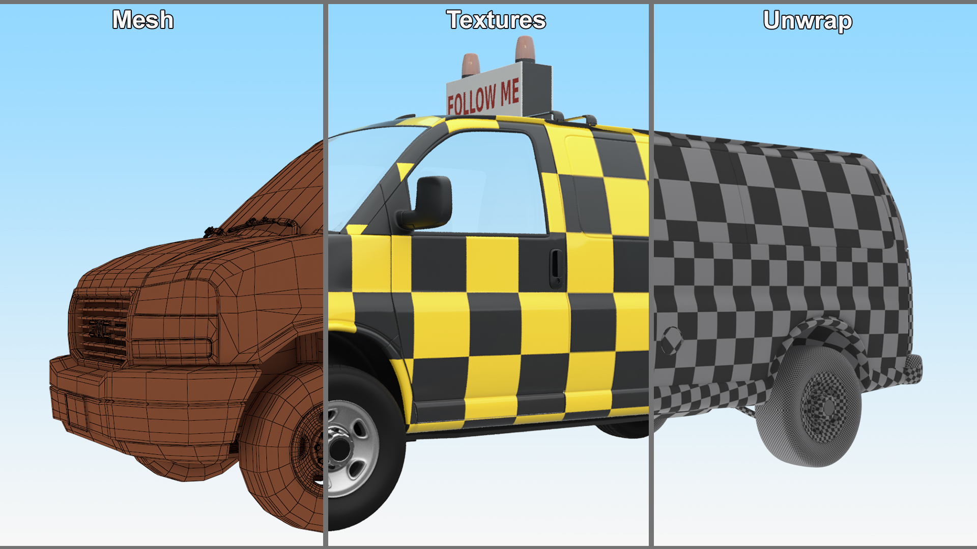 GMC Savana Follow Me Airport Vehicle Simplified 3D