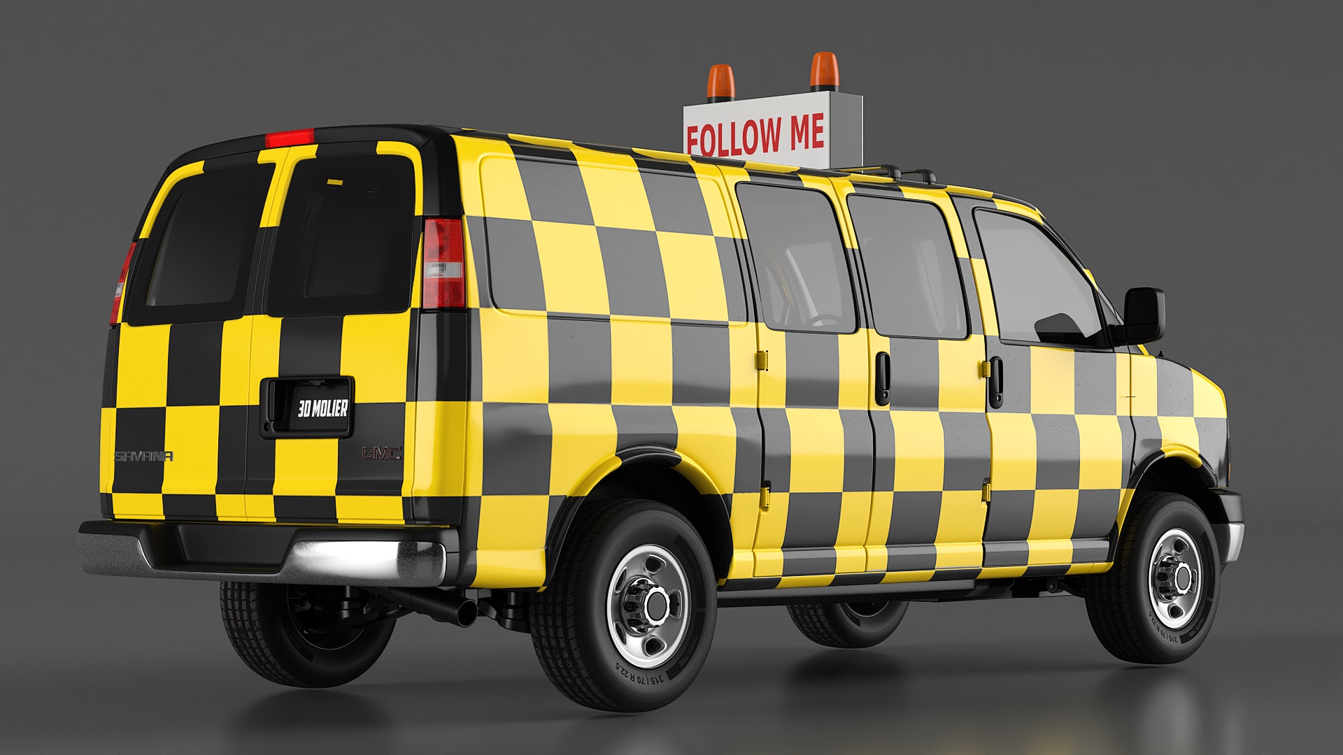 GMC Savana Follow Me Airport Vehicle Simplified 3D