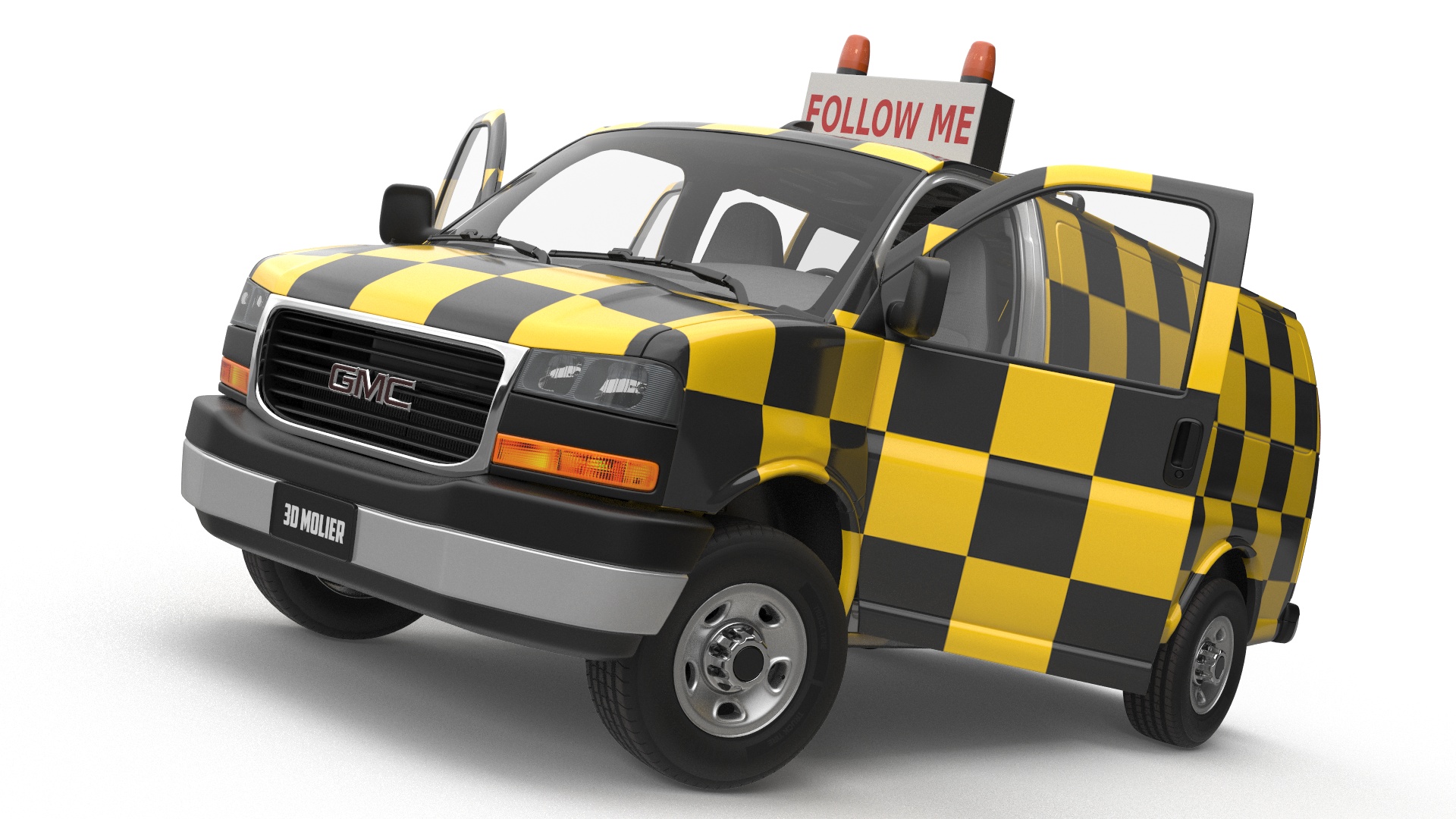 GMC Savana Follow Me Airport Vehicle Simplified 3D