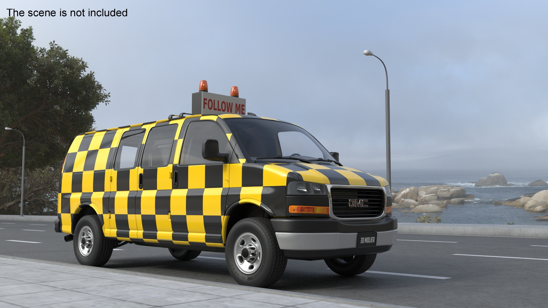 GMC Savana Follow Me Airport Vehicle Simplified 3D