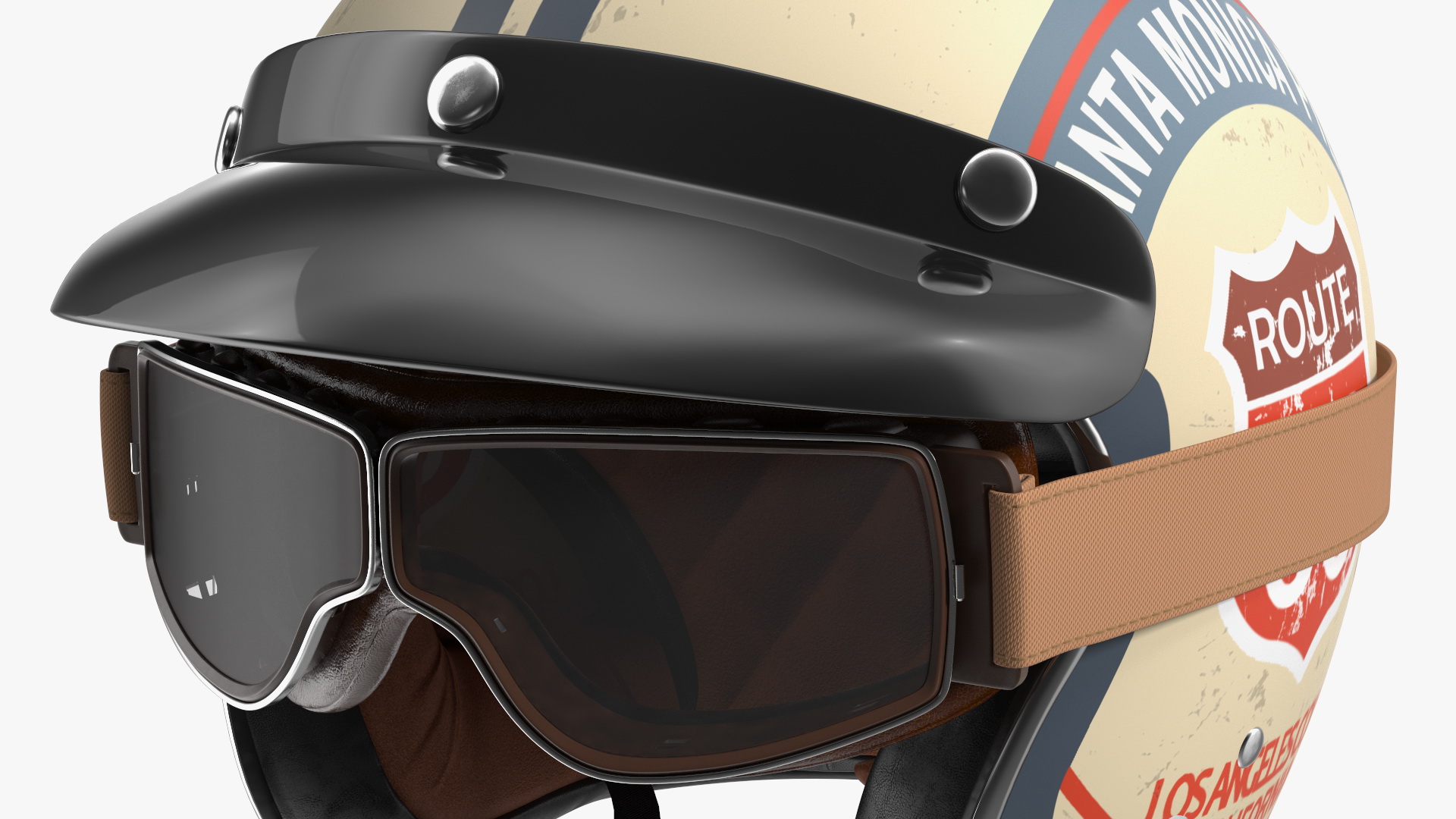 3D Torc Route 66 Helmet with Goggles model