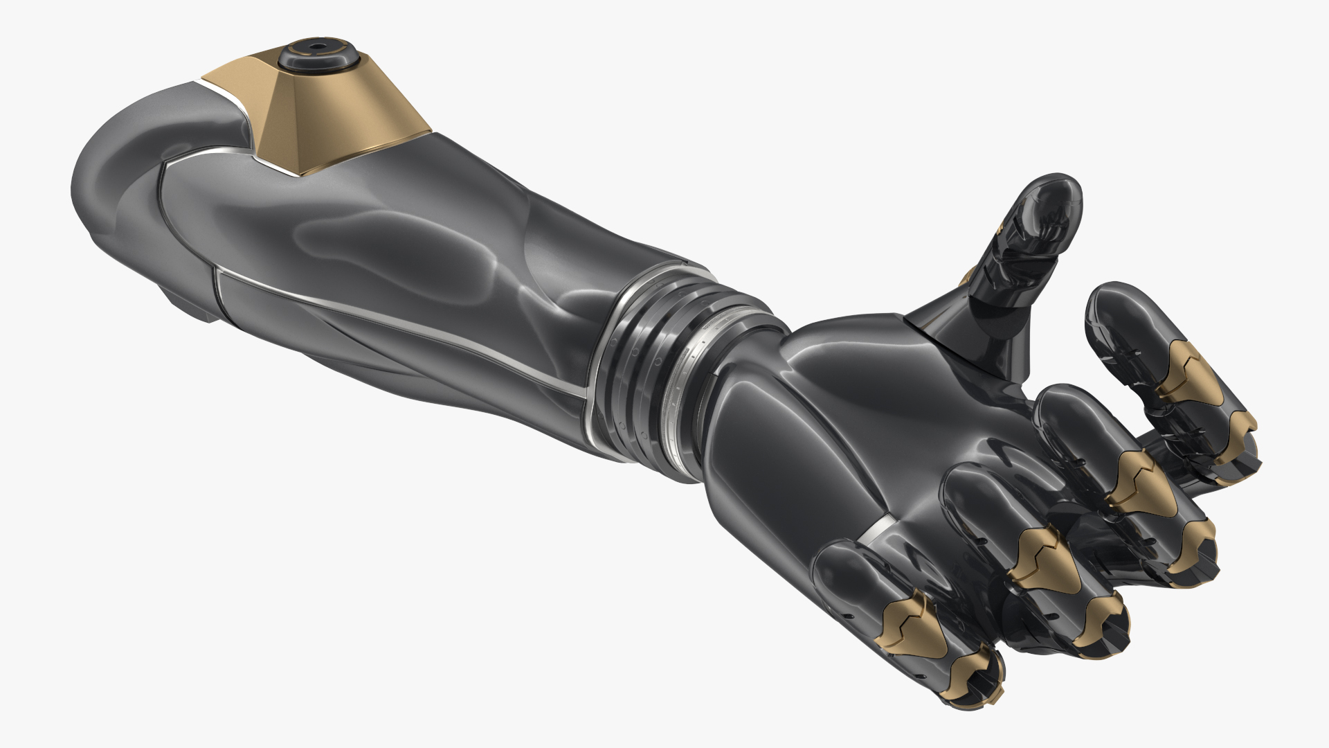 3D Black Metal Prosthetic Arm Rigged model