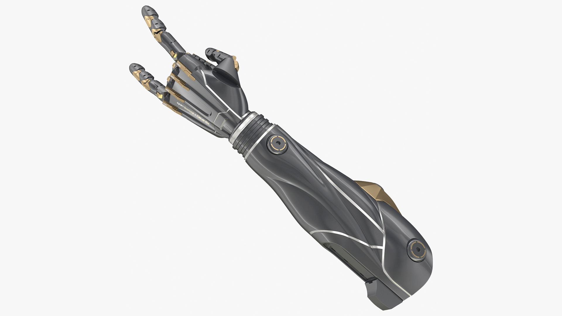 3D Black Metal Prosthetic Arm Rigged model