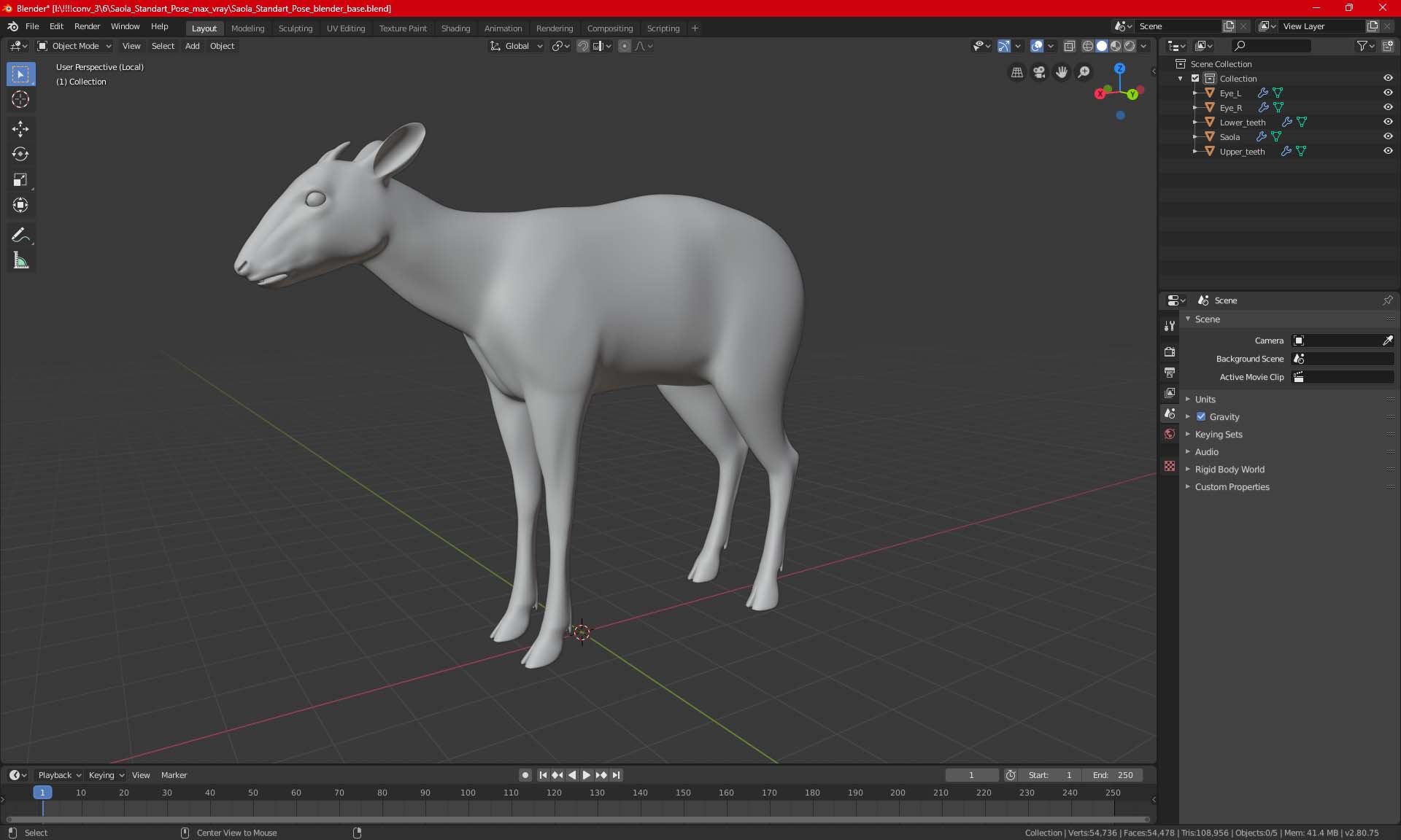 Saola Standart Pose 3D model