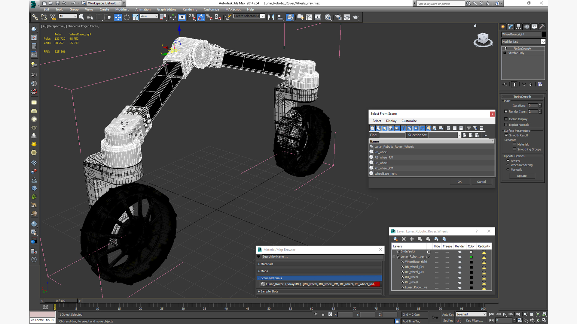 3D Lunar Robotic Rover Wheels