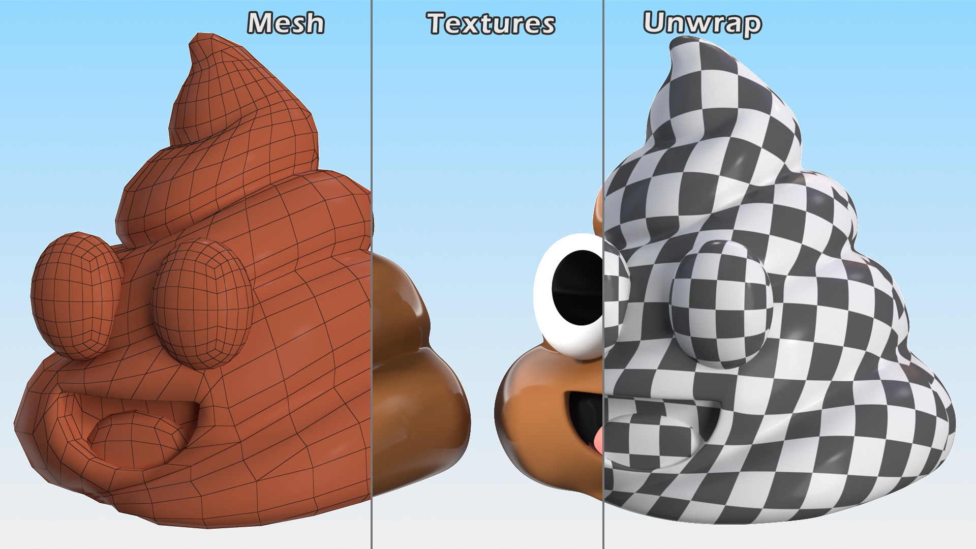 3D model Poop Emoji Smile Big Eyes