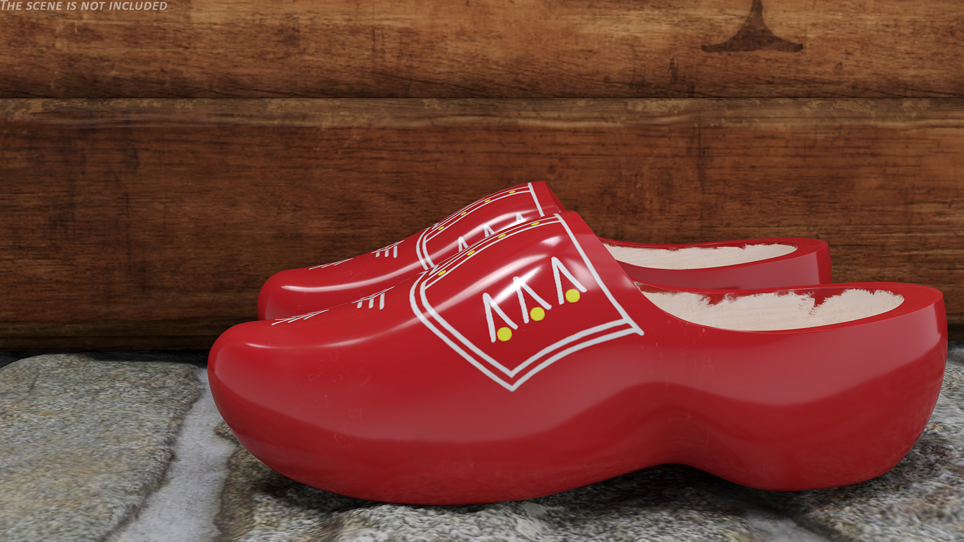 3D Red Dutch Clogs Shoes