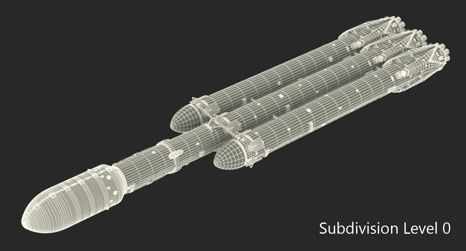 3D model Space Heavy Rocket Rigged