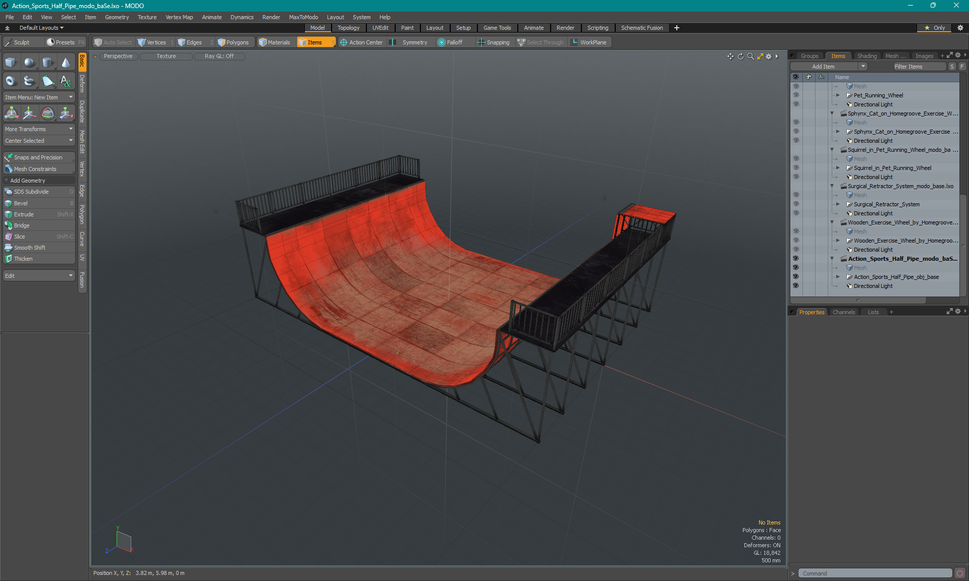 3D Action Sports Half Pipe model