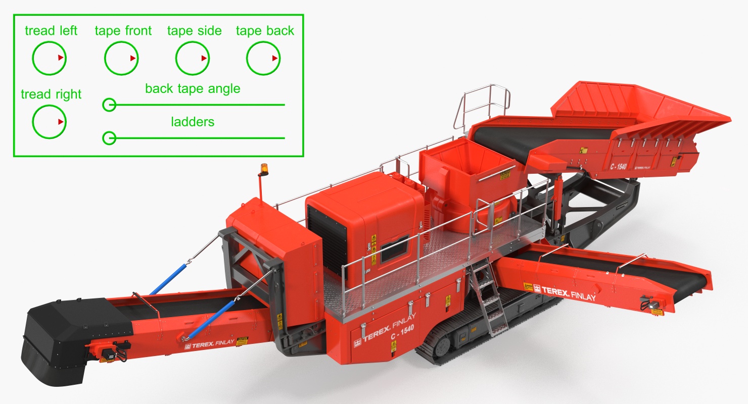 Terex Finlay C1540 Cone Crusher Dual Power Machine Rigged 3D