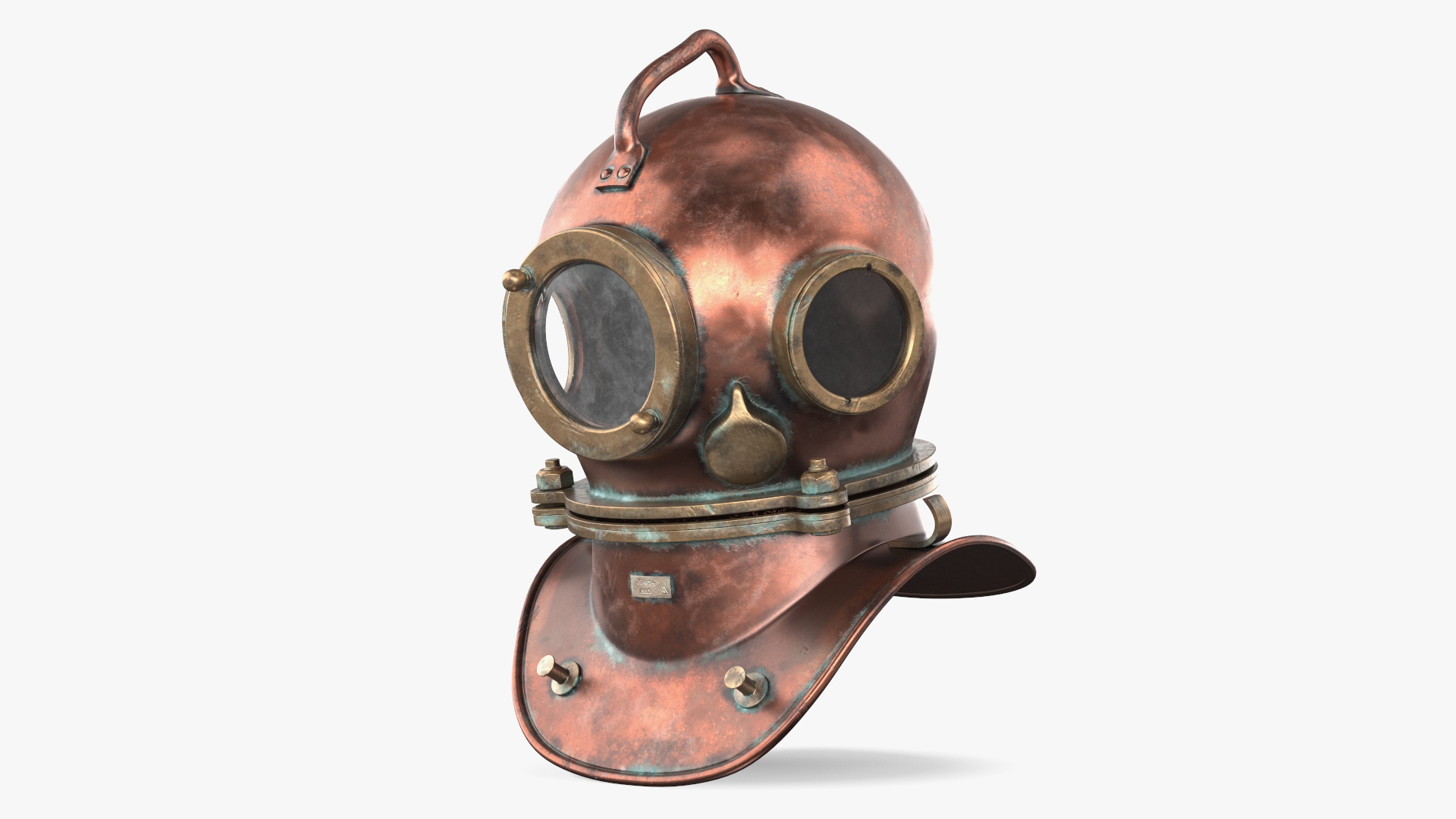 3D model Worn Copper Diving Helmet