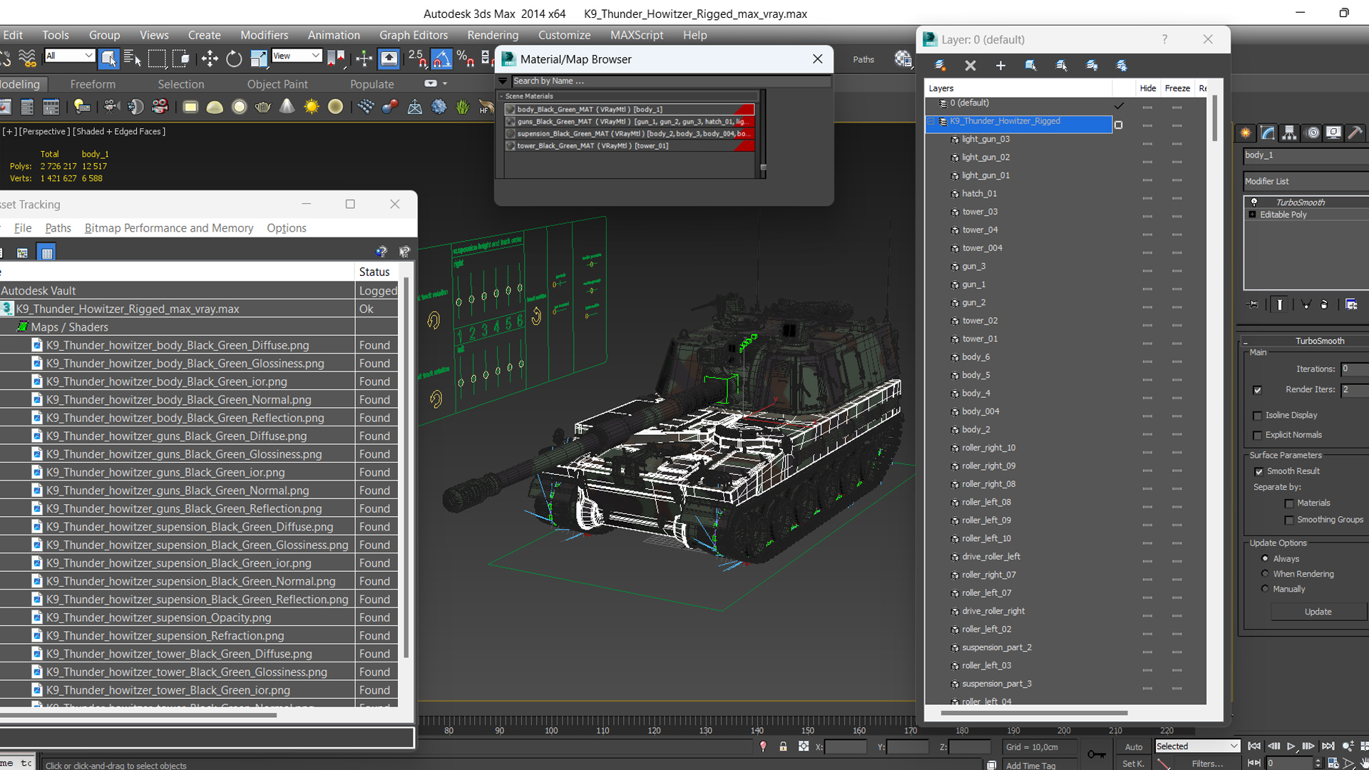 3D K9 Thunder Howitzer Rigged