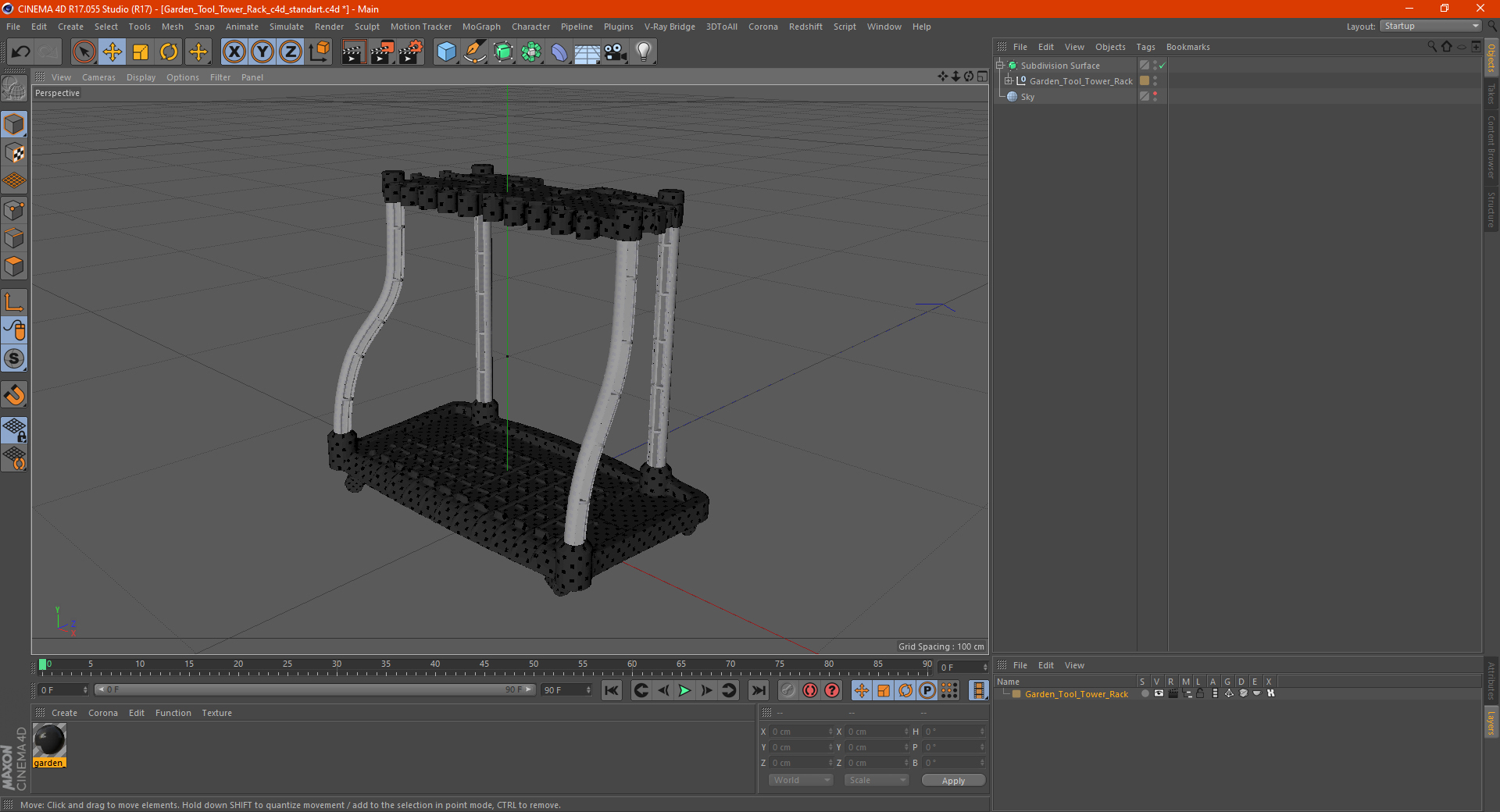 Garden Tool Tower Rack 3D