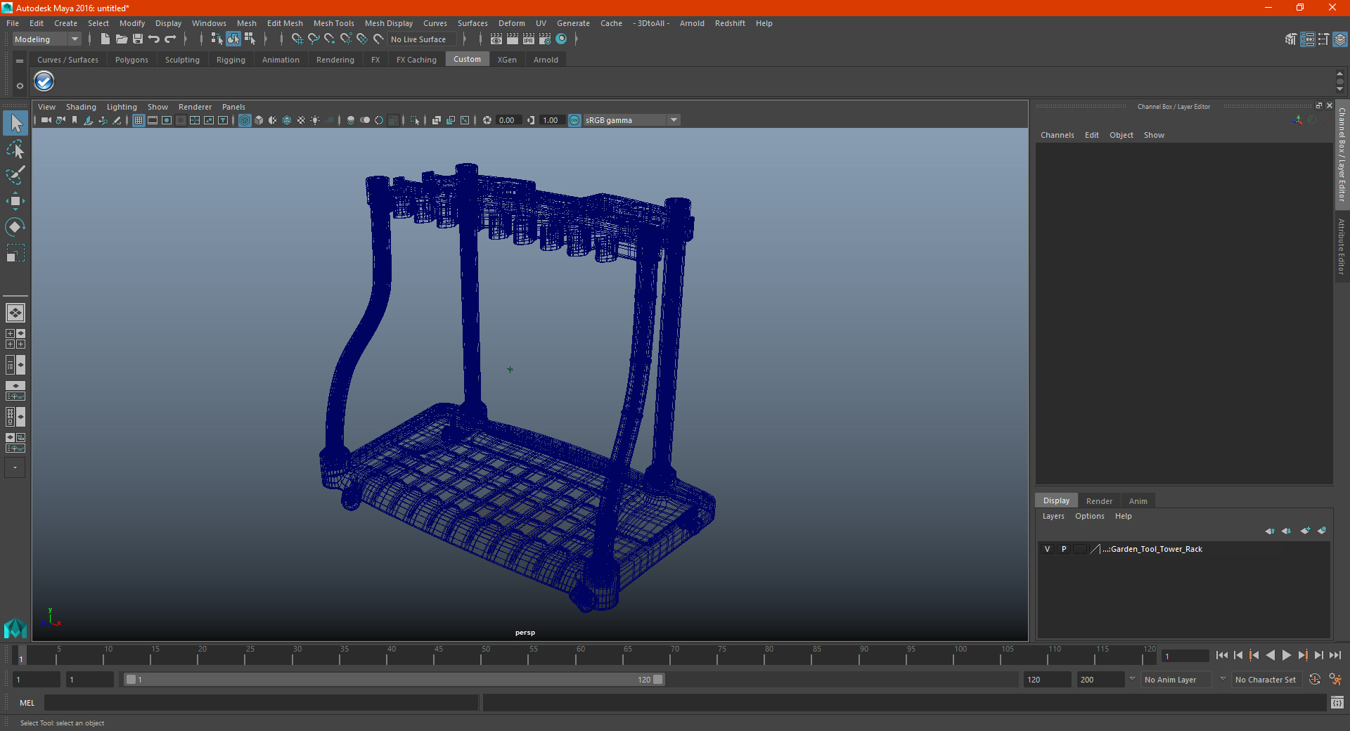 Garden Tool Tower Rack 3D