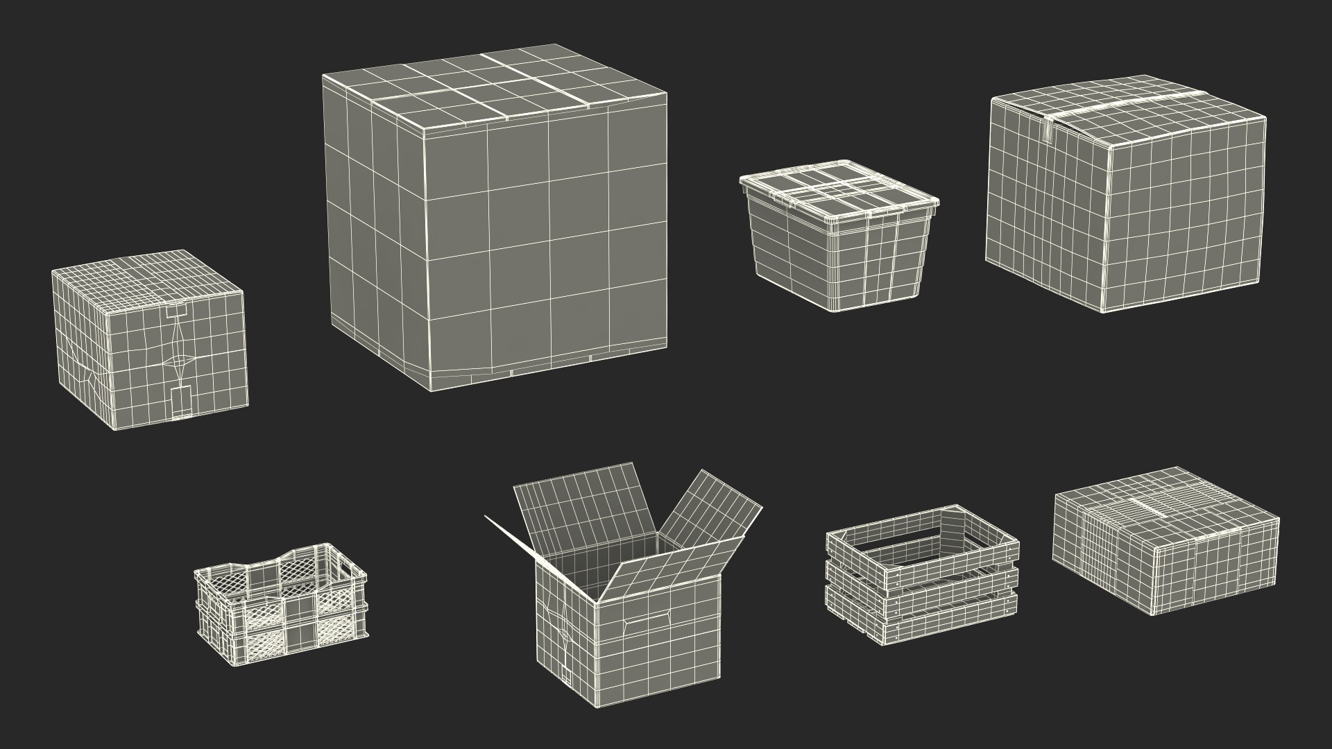 3D Cross Belt Sorter with Boxes model