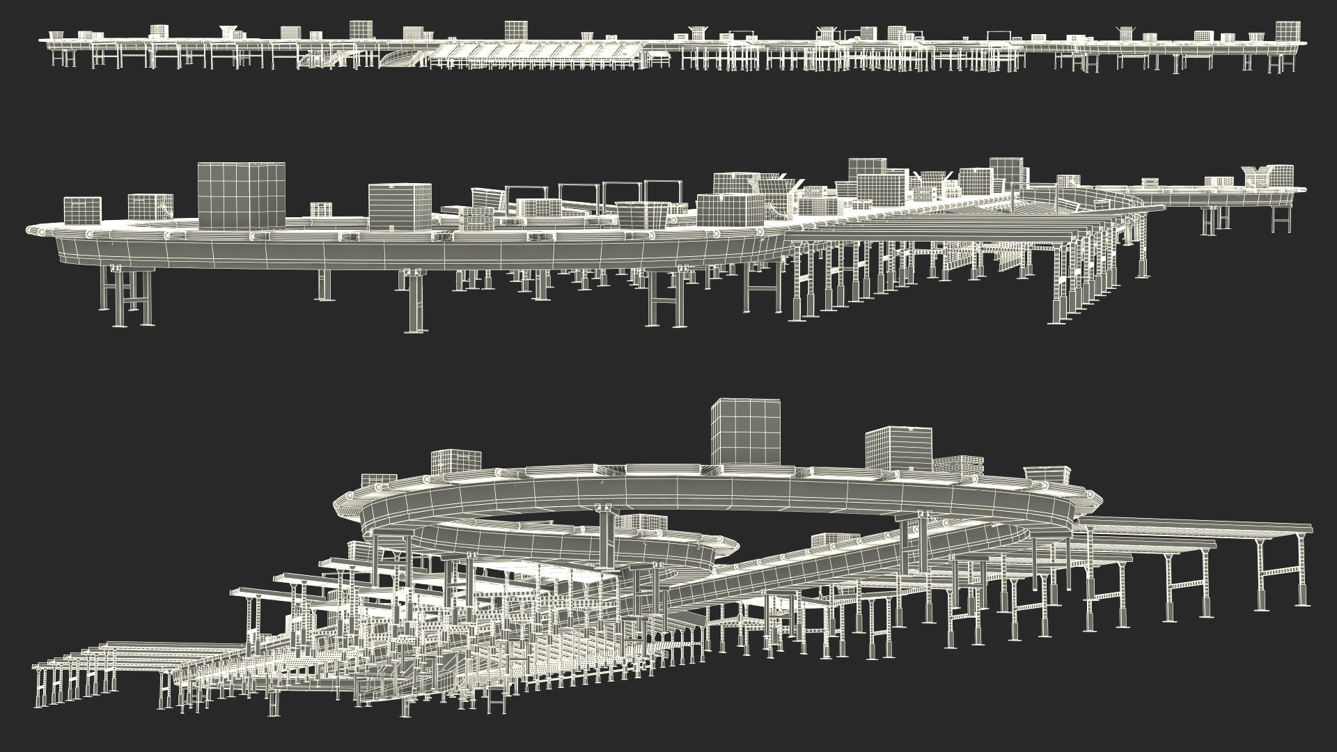 3D Cross Belt Sorter with Boxes model