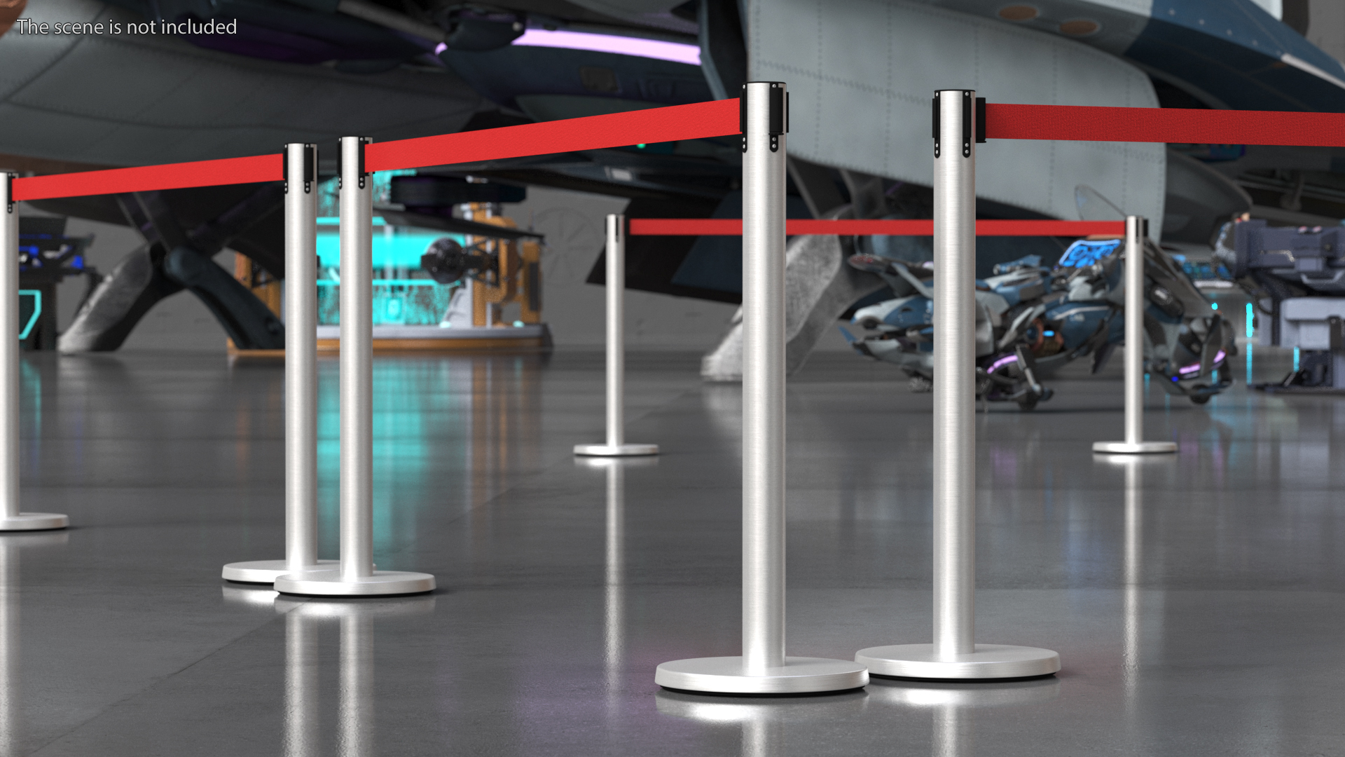 Stanchion Belt Barriers Red 3D