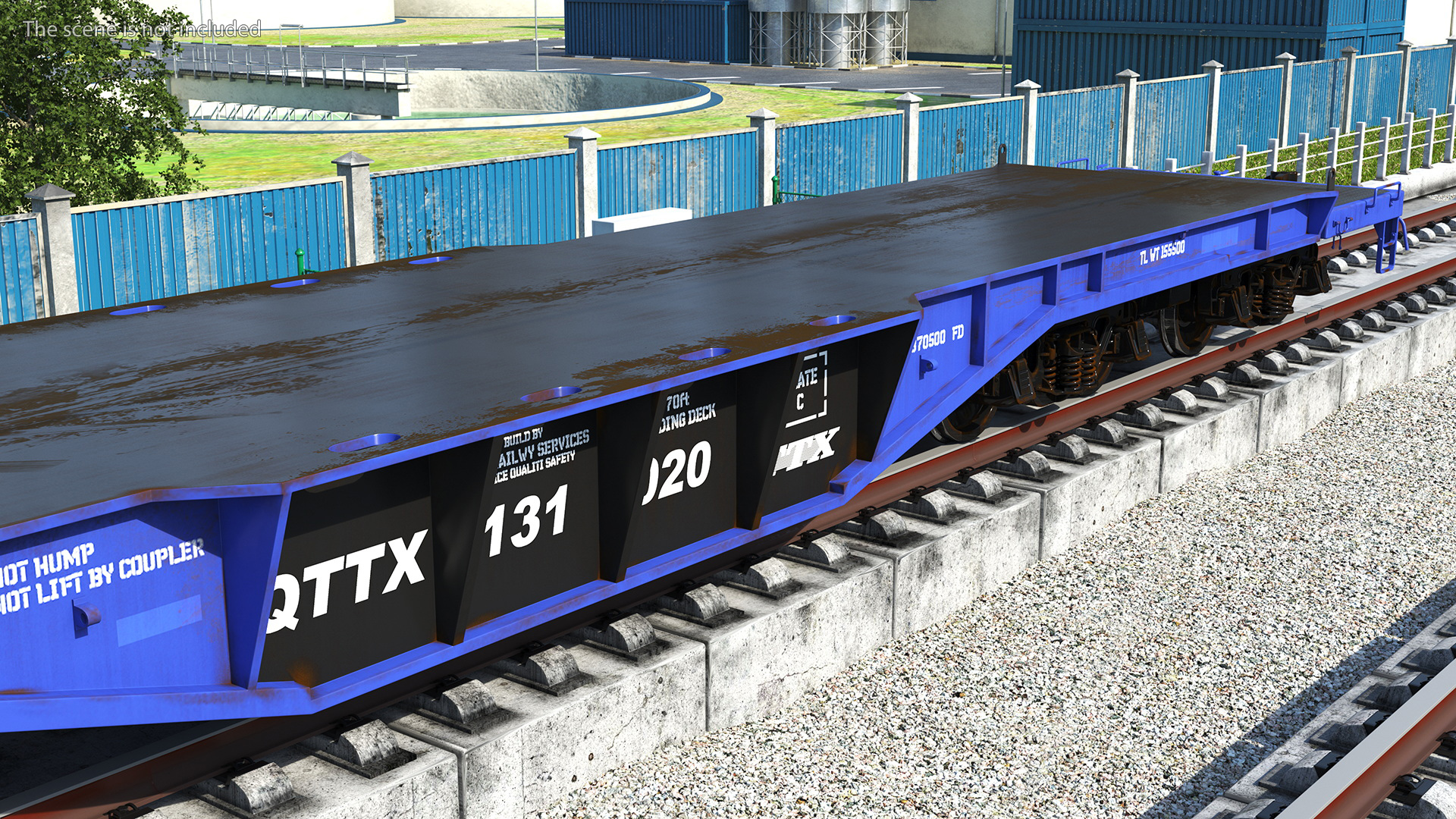 3D Heavy Duty Flatcar model