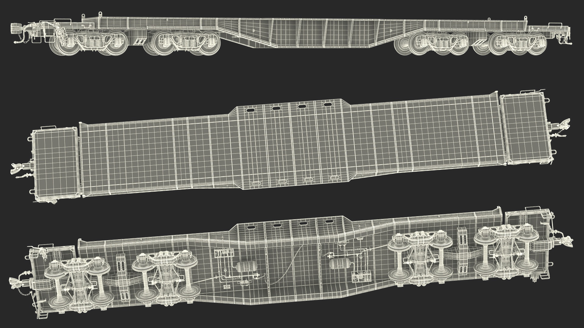 3D Heavy Duty Flatcar model