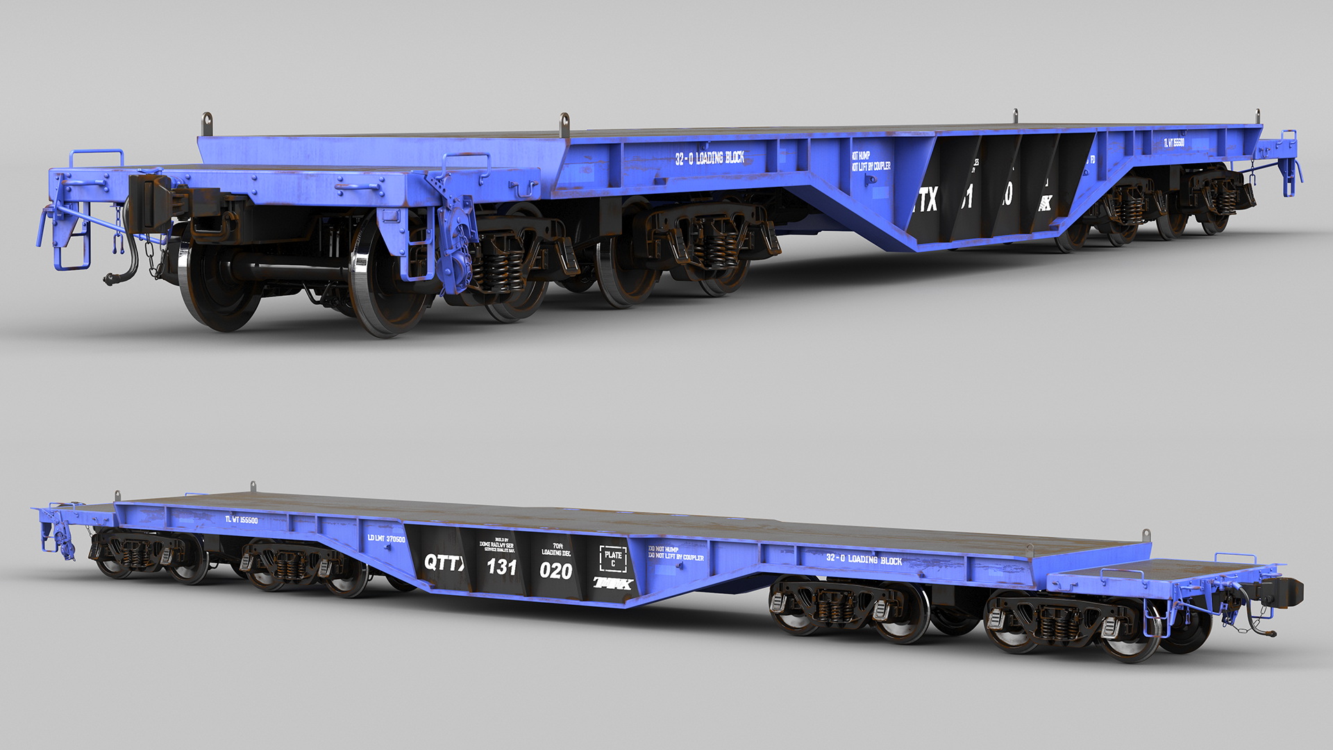 3D Heavy Duty Flatcar model