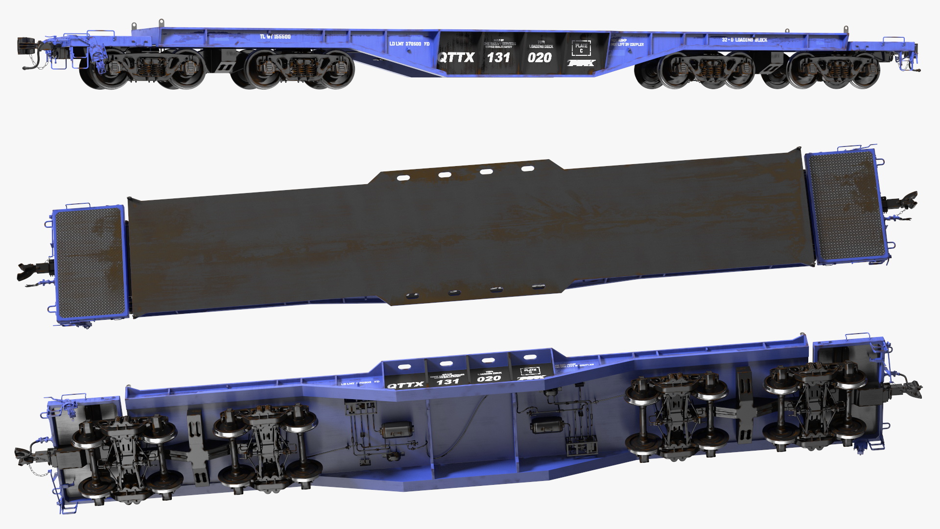 3D Heavy Duty Flatcar model