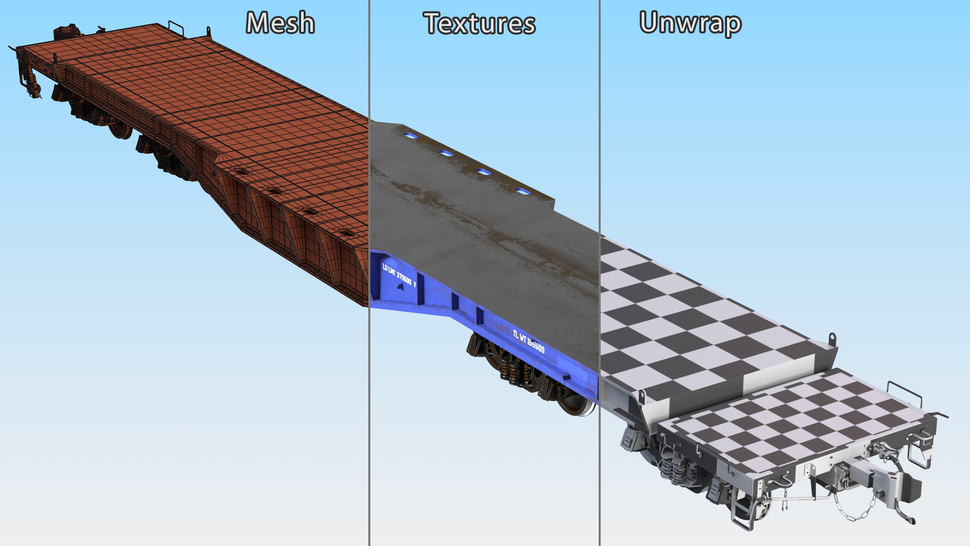 3D Heavy Duty Flatcar model