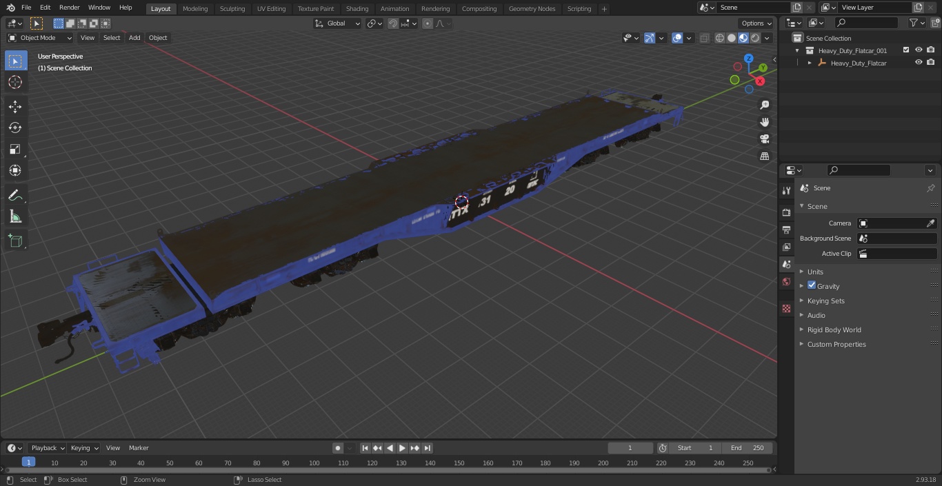 3D Heavy Duty Flatcar model