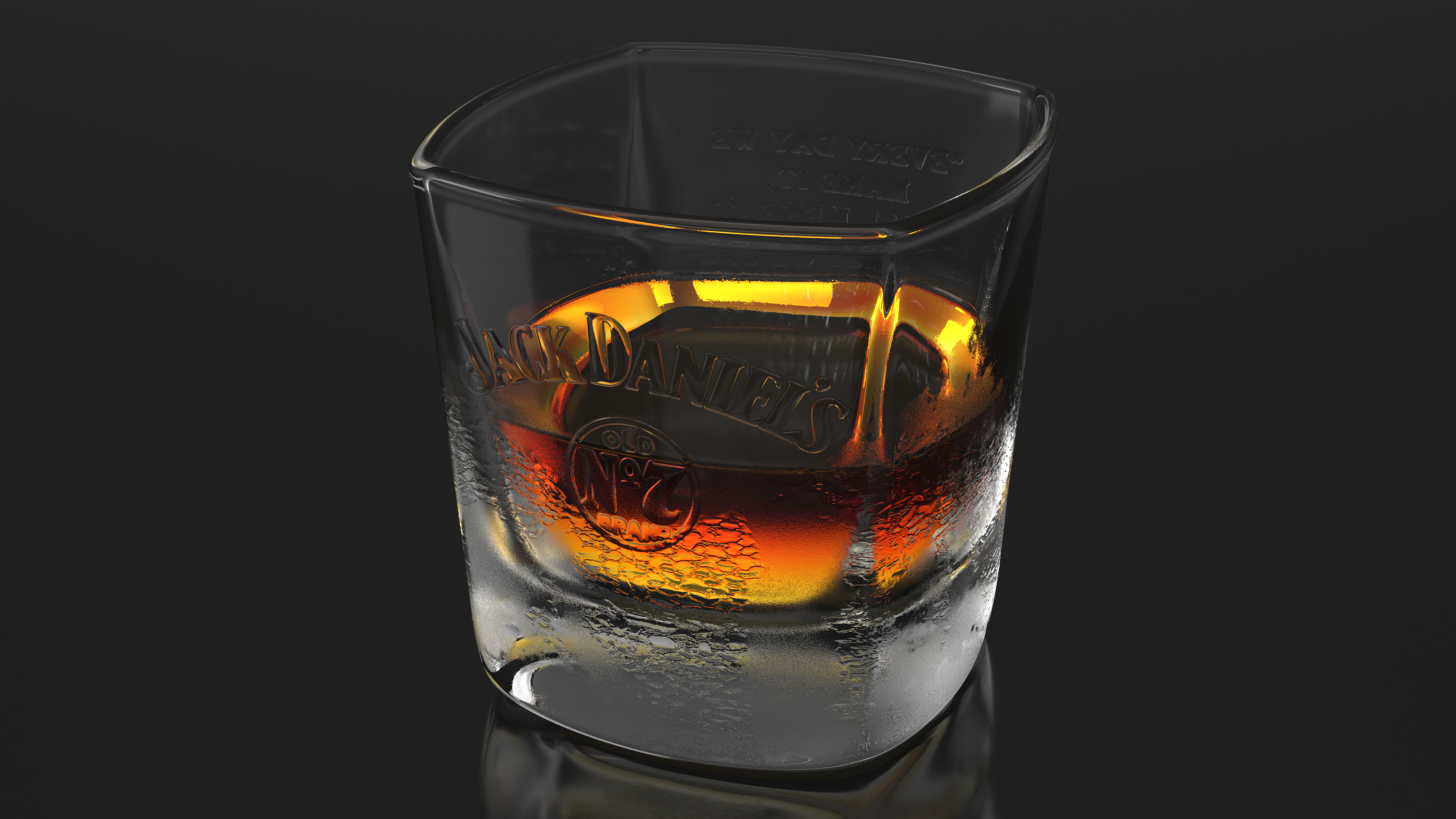 Jack Daniels Misted Rocks Glass With Whiskey 3D model