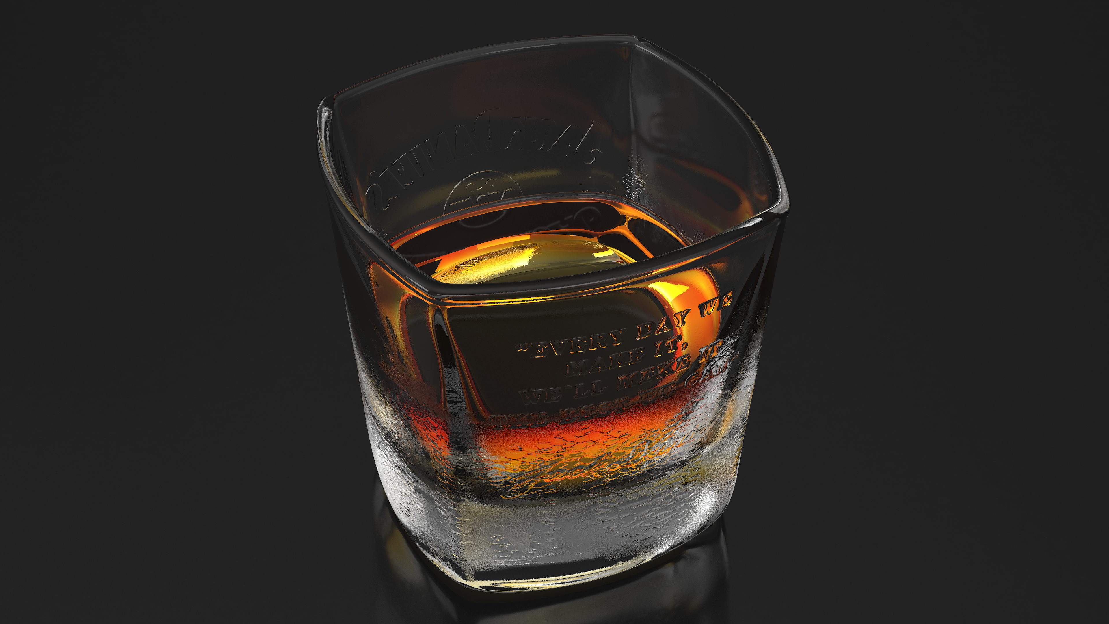 Jack Daniels Misted Rocks Glass With Whiskey 3D model