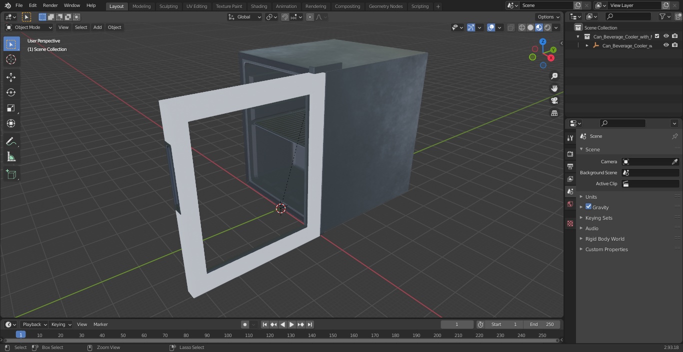 3D model Can Beverage Cooler with Metal Door Open