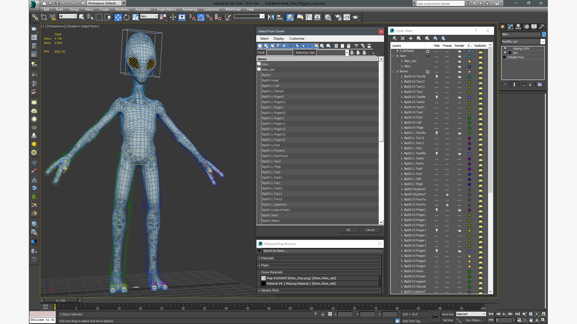 Extraterrestrial Alien Rigged 3D model