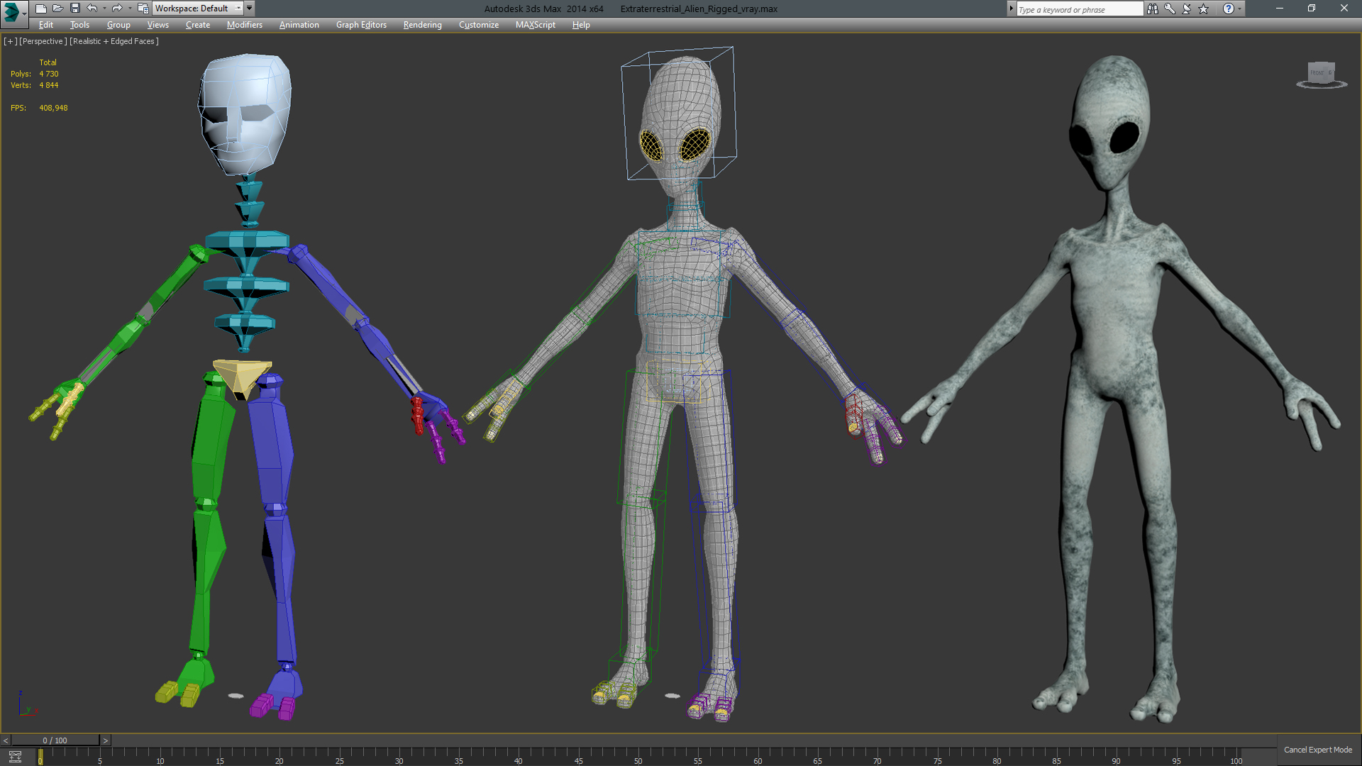 Extraterrestrial Alien Rigged 3D model