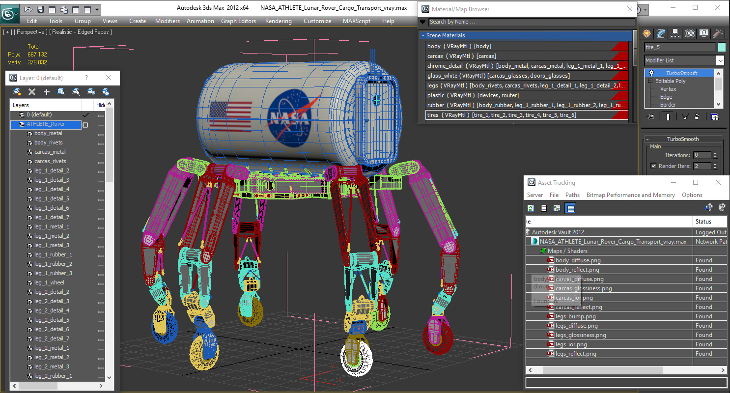 3D model NASA ATHLETE Lunar Rover Cargo Transport