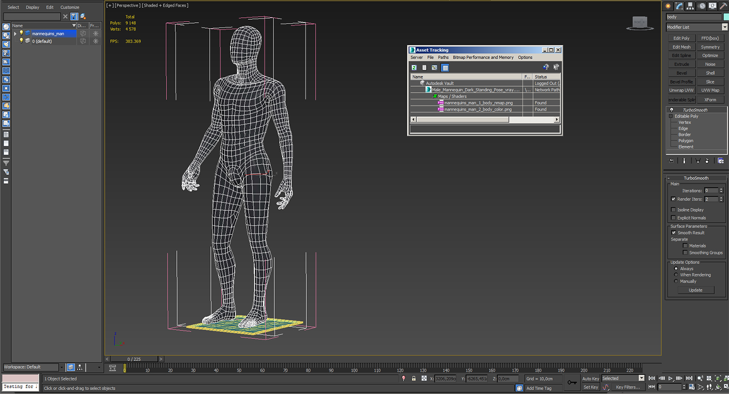 3D Male Mannequin Dark Standing Pose model