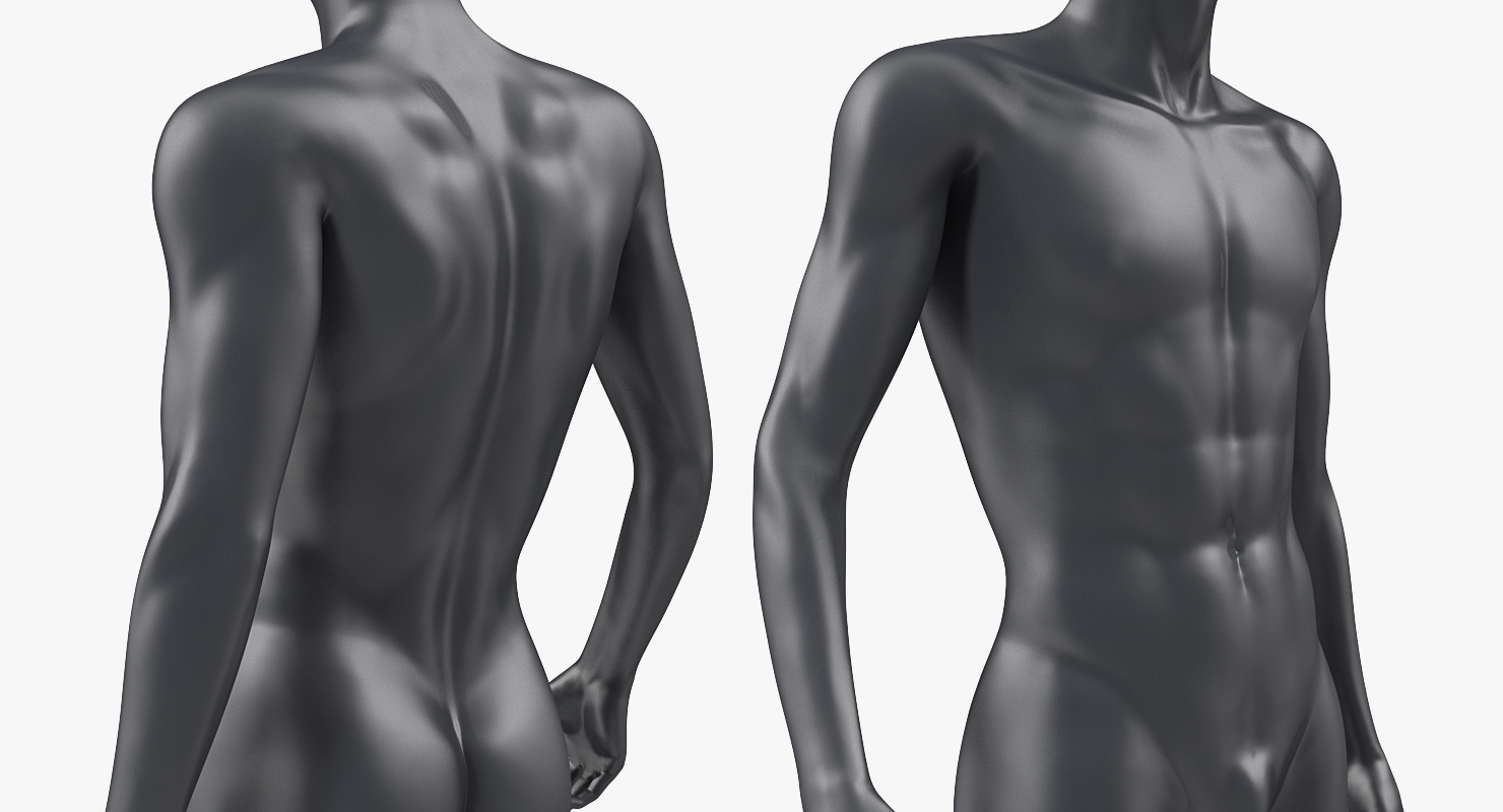 3D Male Mannequin Dark Standing Pose model