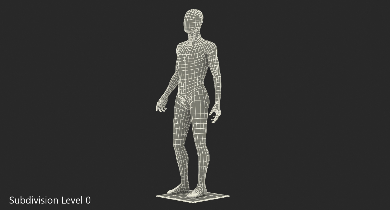 3D Male Mannequin Dark Standing Pose model