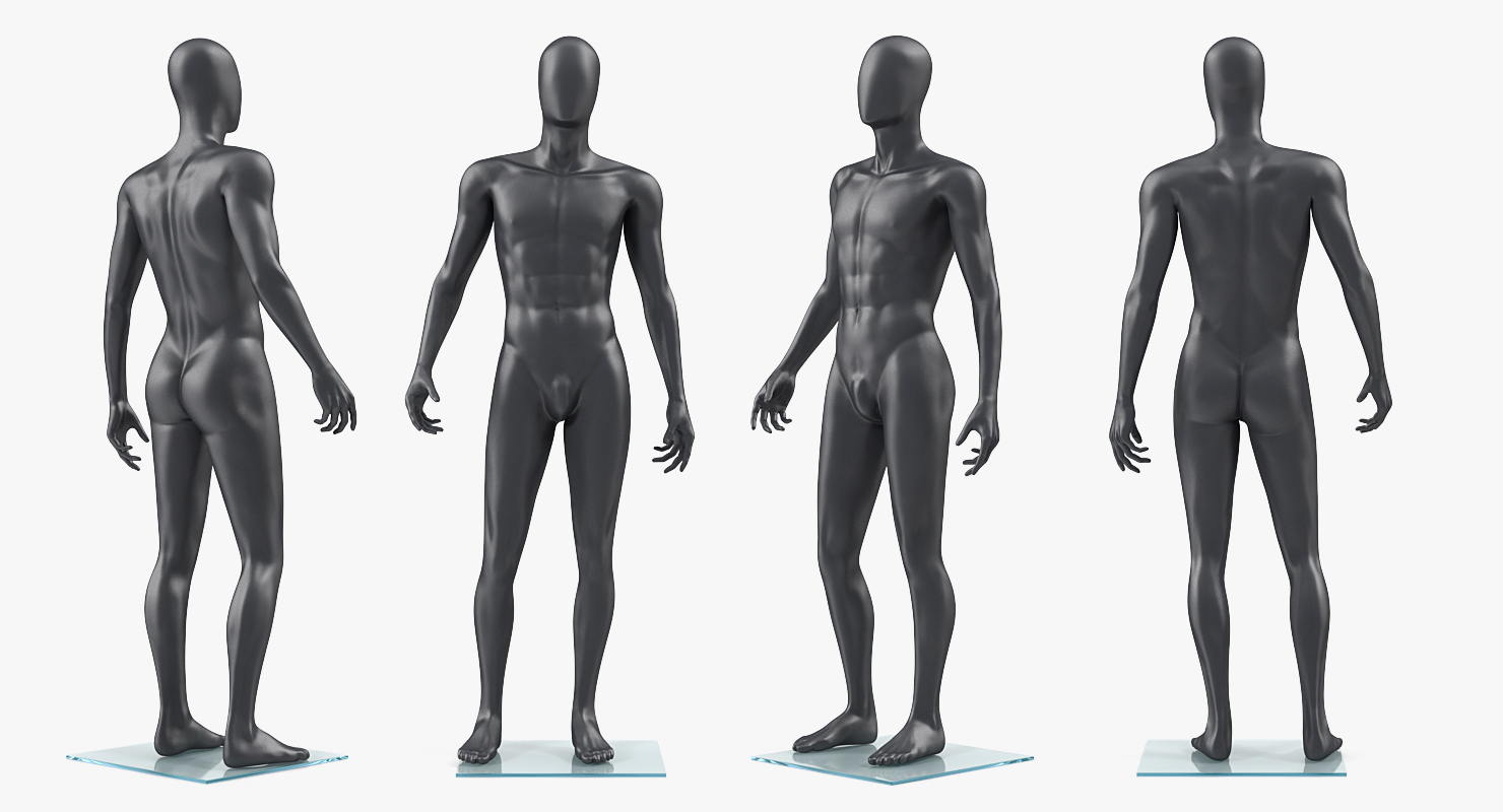 3D Male Mannequin Dark Standing Pose model