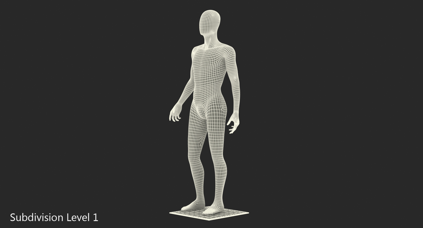 3D Male Mannequin Dark Standing Pose model