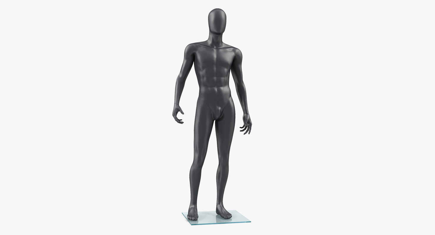 3D Male Mannequin Dark Standing Pose model