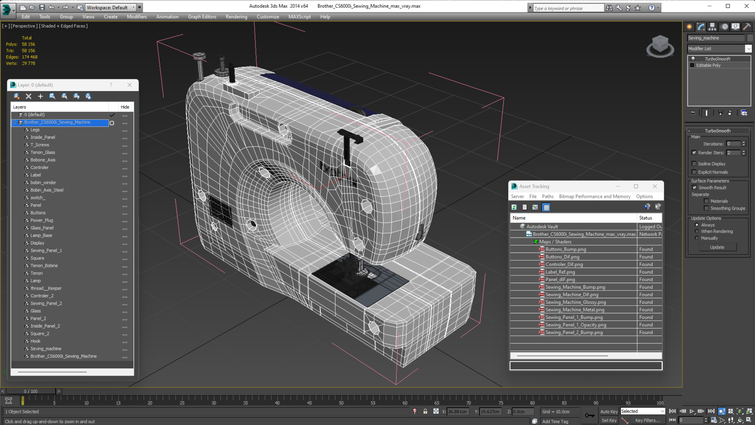 3D model Brother CS6000i Sewing Machine