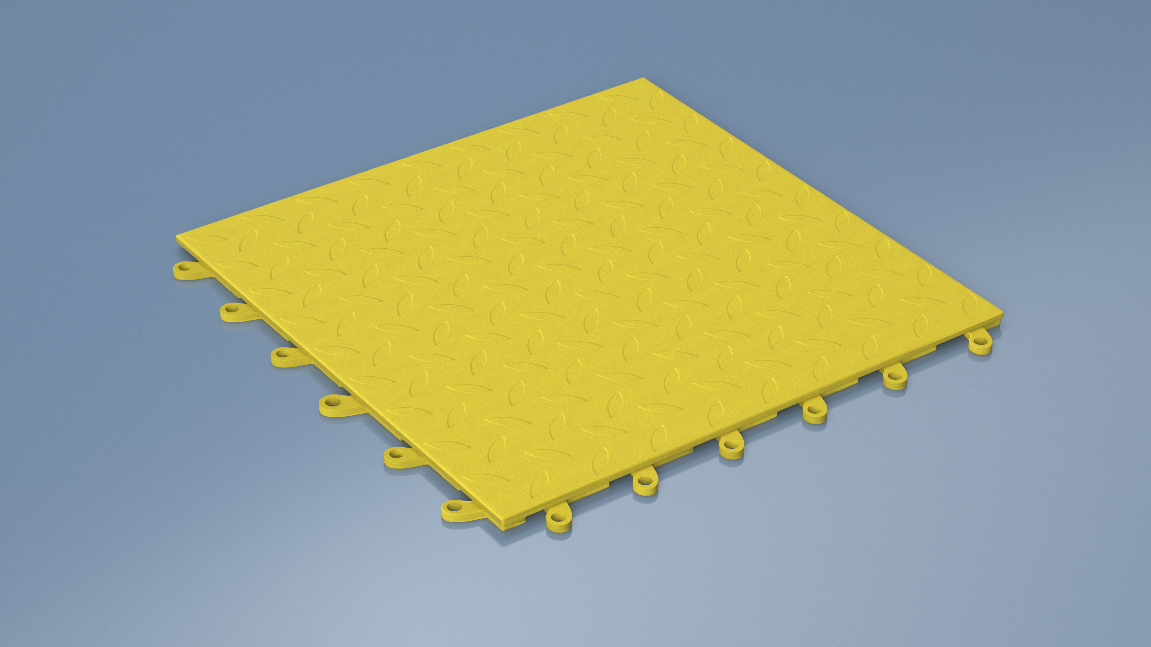 3D Connectable Floor Mat Tile Yellow model