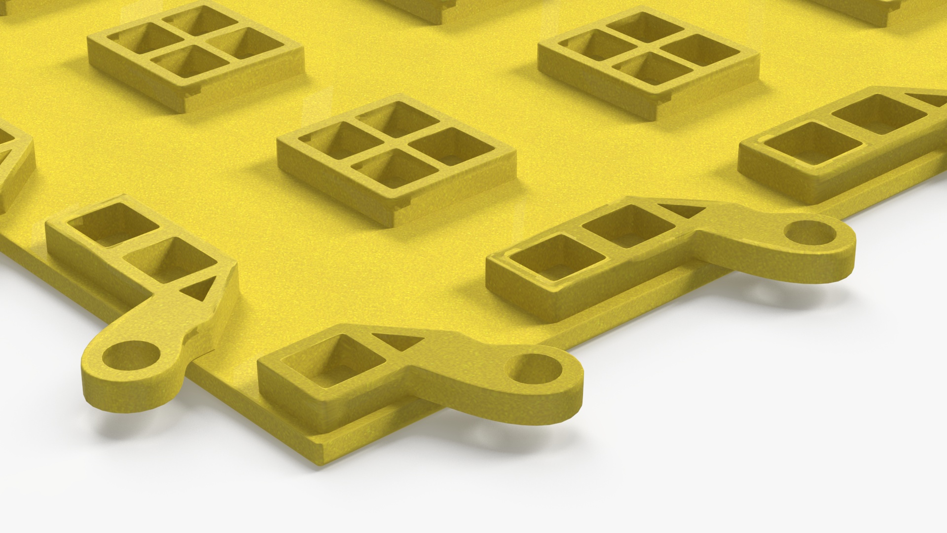 3D Connectable Floor Mat Tile Yellow model