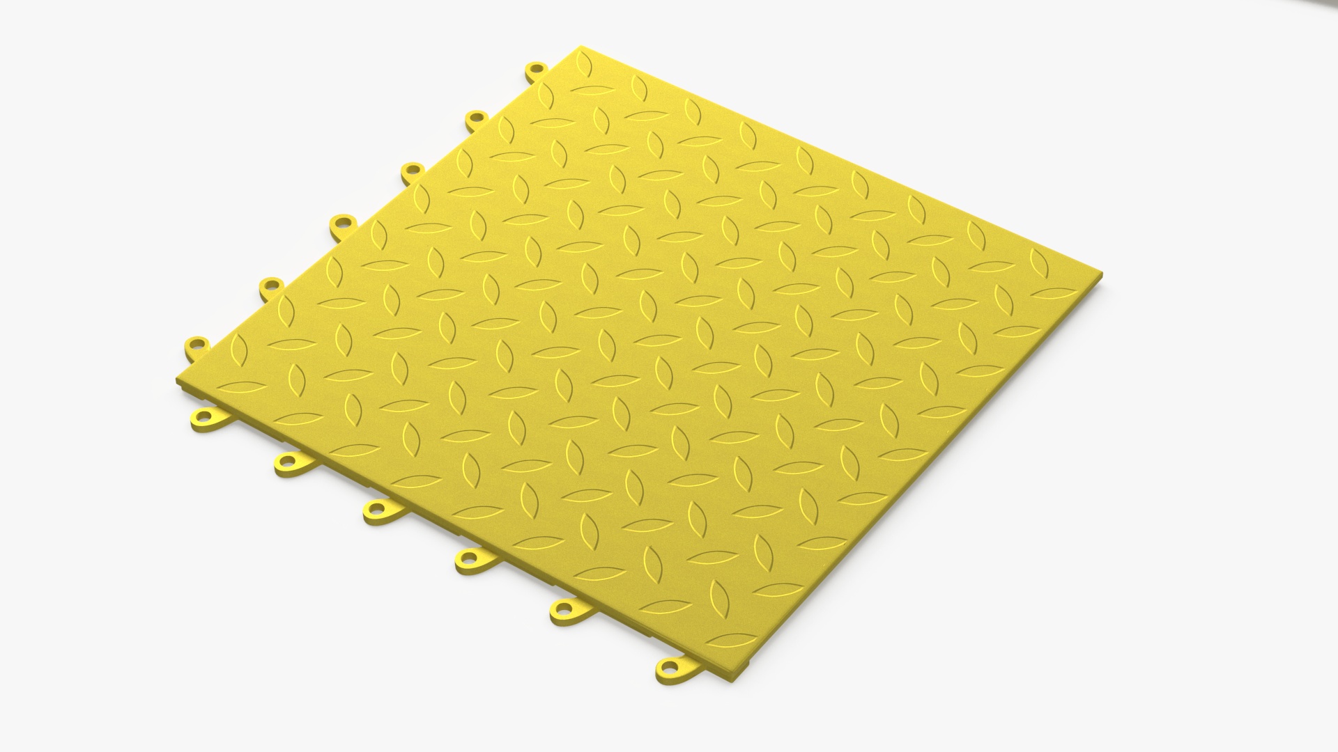 3D Connectable Floor Mat Tile Yellow model