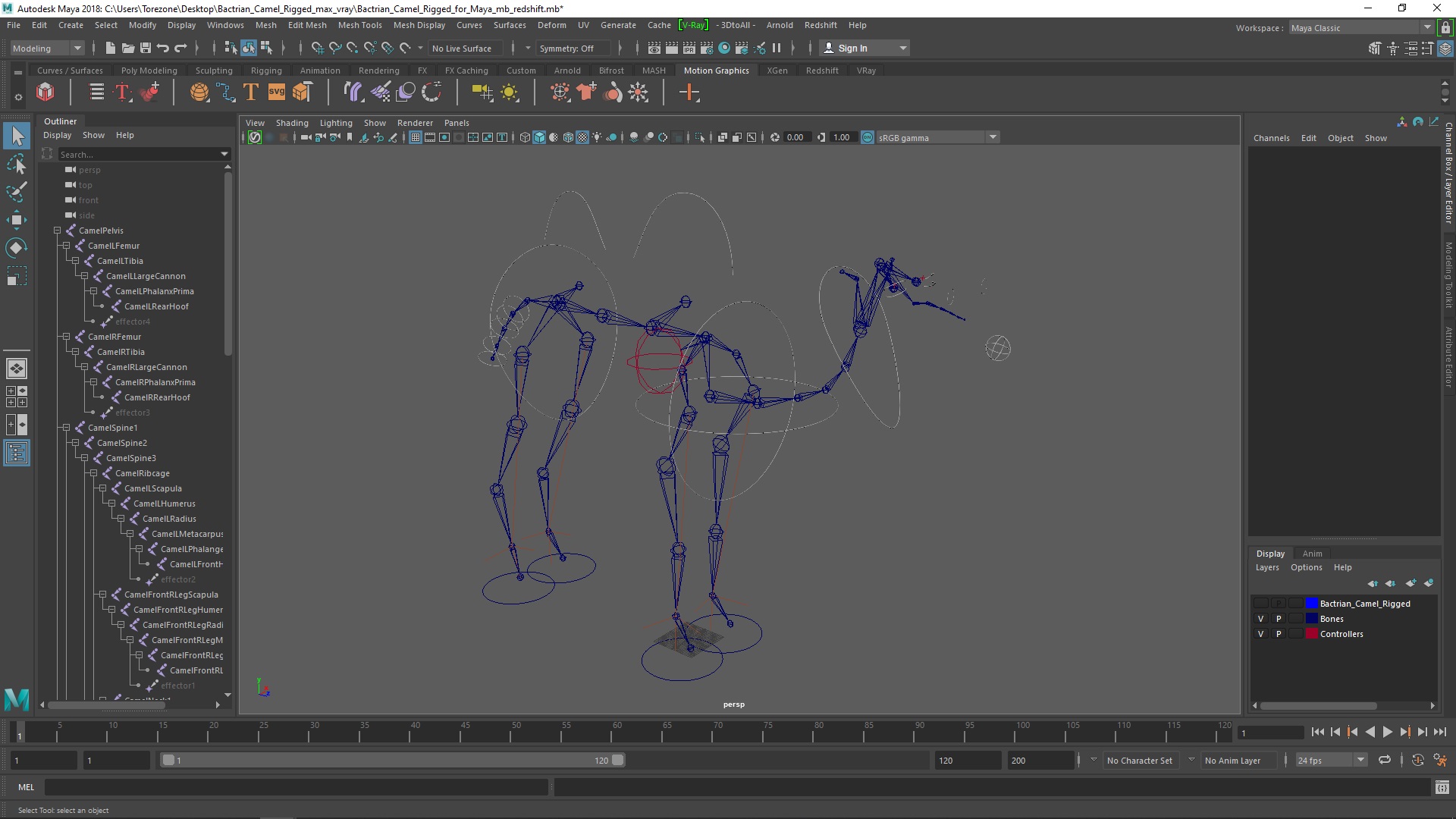 3D model Bactrian Camel Rigged for Maya