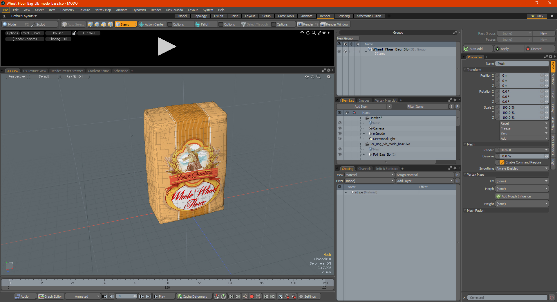 Wheat Flour Bag 5lb 3D model