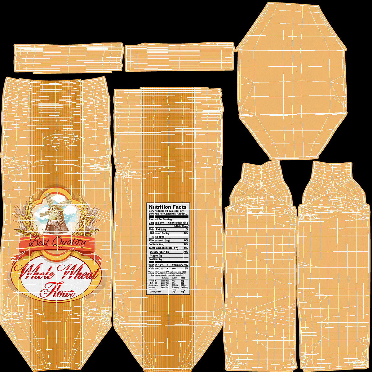 Wheat Flour Bag 5lb 3D model